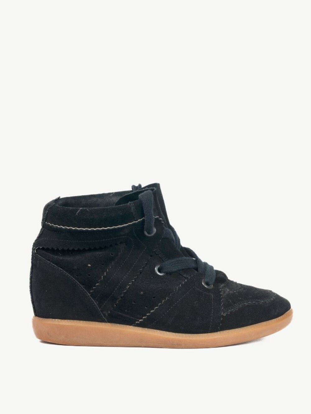 Isabel Marant Bobby Black Suede Hidden-Wedge Sneakers